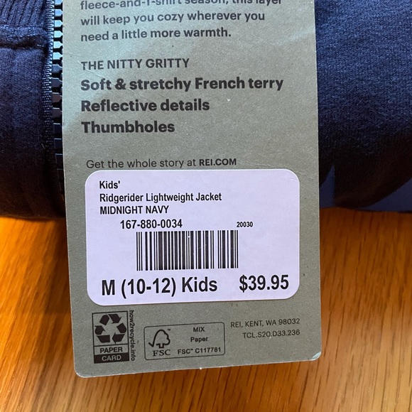 NWT REI Ridgerider Hoodie for Boys Green or Blue - Picture 10 of 11